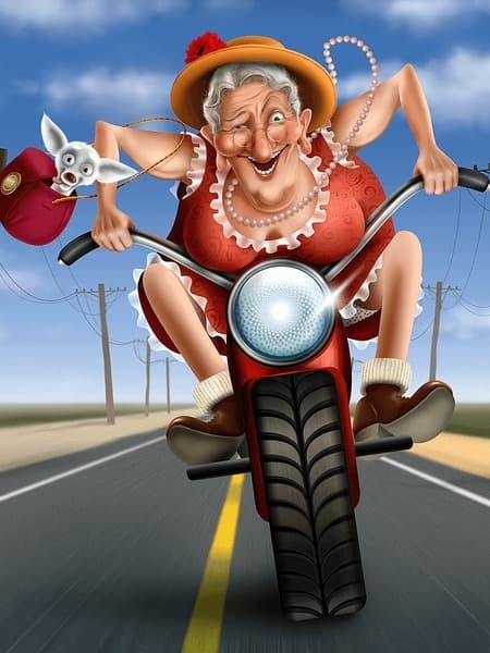 Old woman bike stunt thumbnail