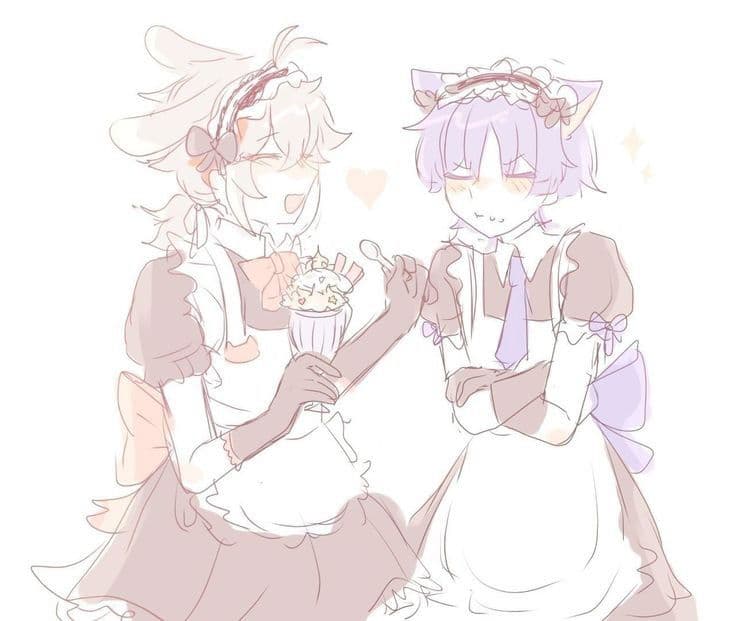 Kazuha bunny and Scaramouche cat Maid thumbnail
