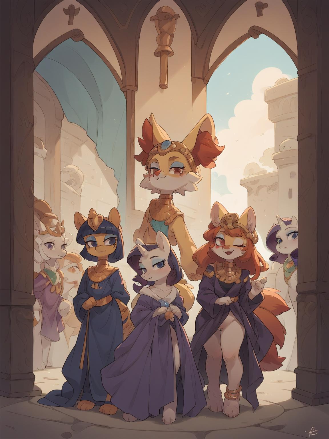 Toriel, Ankha, Rarity, and Braixen thumbnail