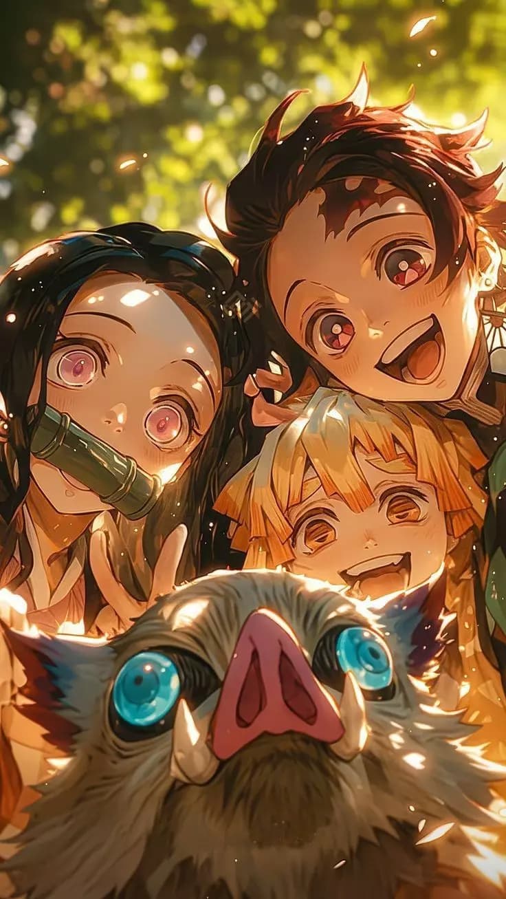 Inosuke, Tanjiro, Zenitsu, and Nezuko thumbnail