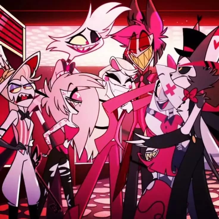 Angel, Husk, Vaggie, Charlie, Nifty,Lucifer, e Alastor thumbnail