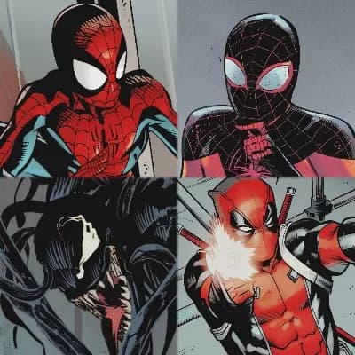 Eddie Brock, Peter Parker, Miles Morales, Wade Wilson thumbnail