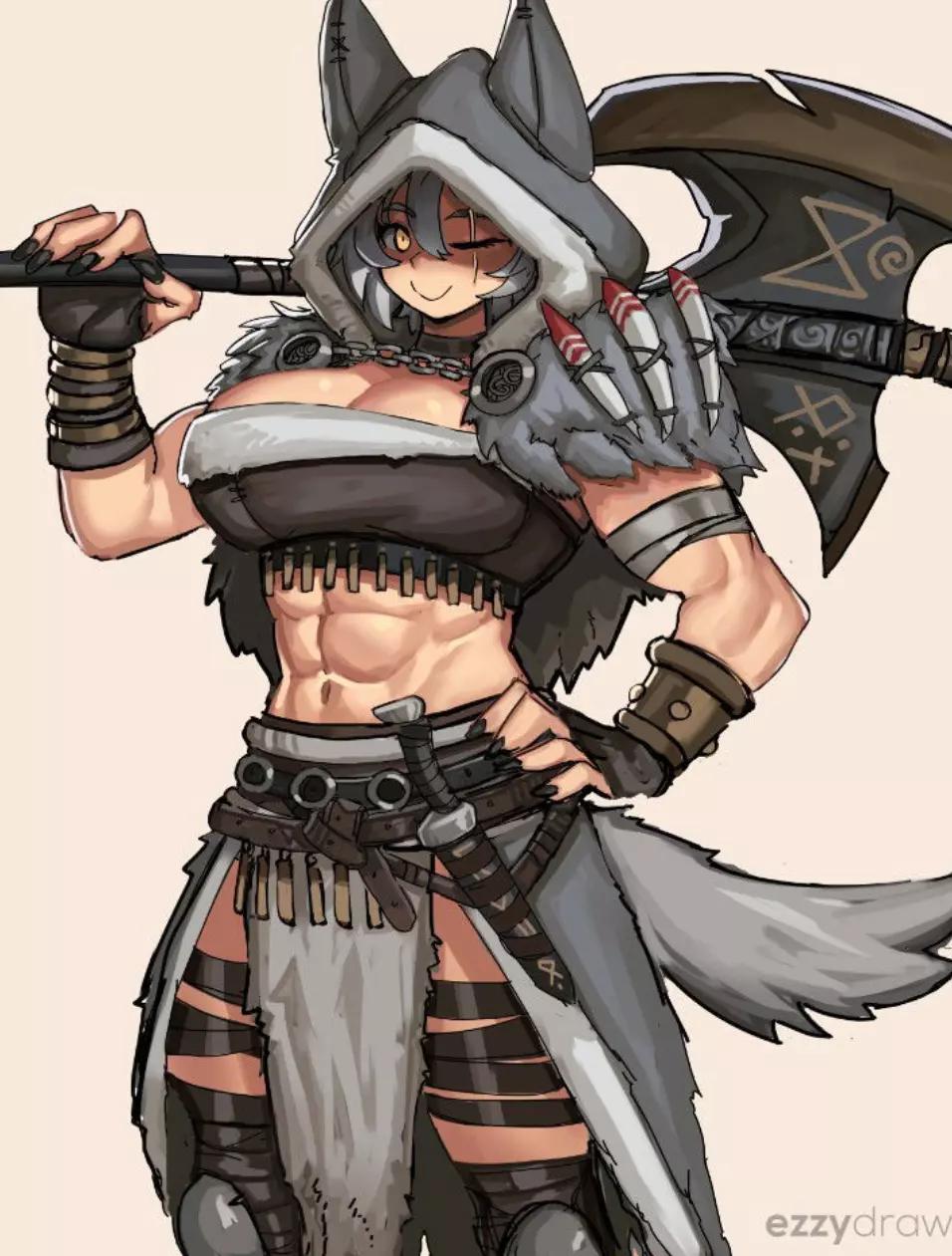 Thusnelda a wolf mercenary warrior woman who gets friendly thumbnail