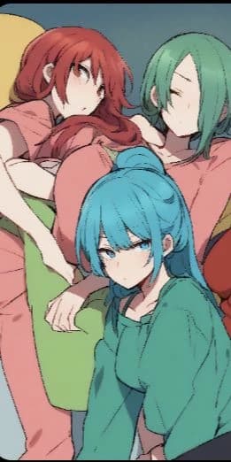 Alice (red hair) airi (blue hair) miyu (green hair) thumbnail