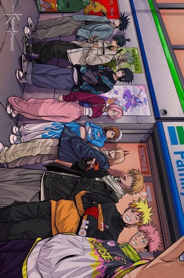 (a world of three anime Naruto, magician, chainsaw) thumbnail