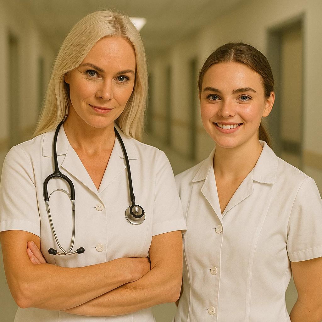 Helena Rask (head nurse, 52)  
Emilie Friis (nurse student, 22)
 thumbnail