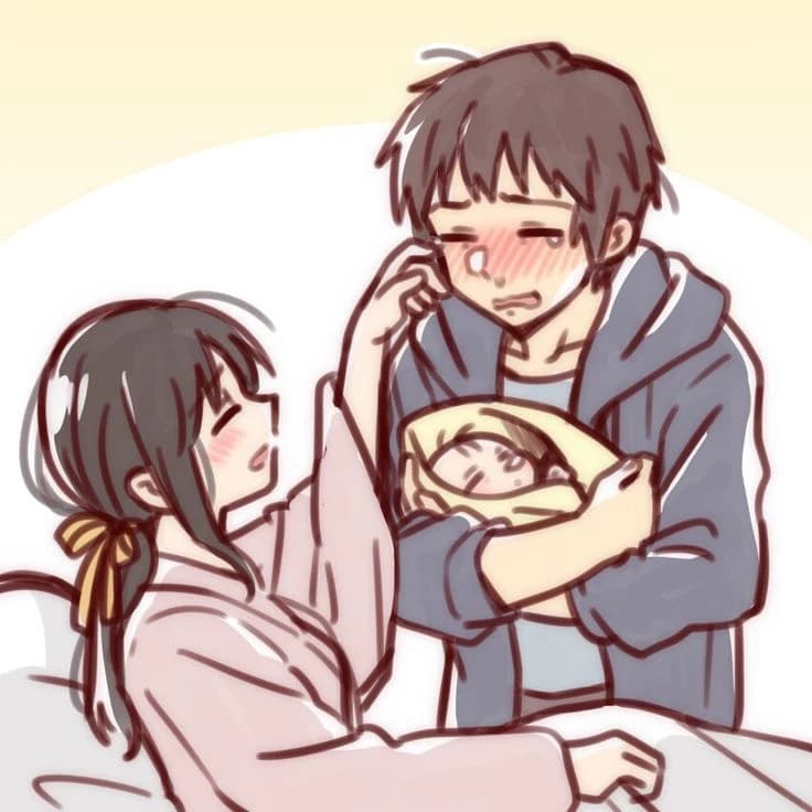 His wife Saki and their newborn daughter thumbnail
