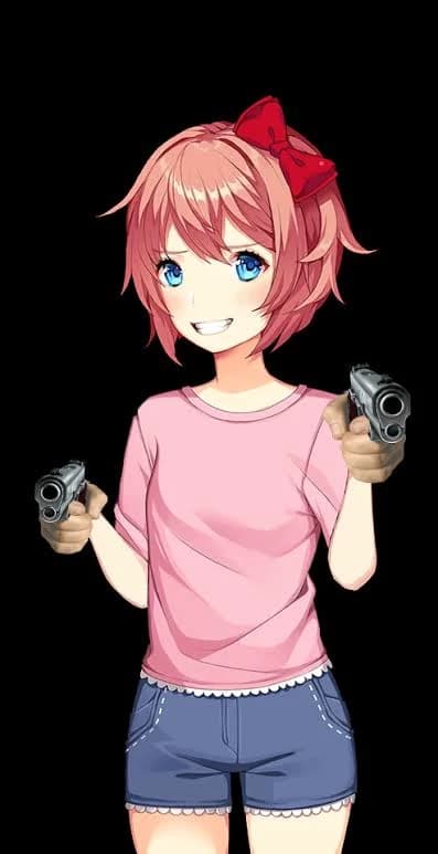 Sayori with a gun (ALL DOKIS) thumbnail