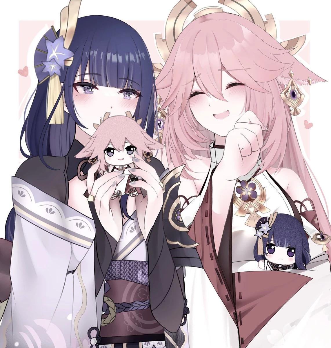 Raiden Ei y Yae Miko. thumbnail