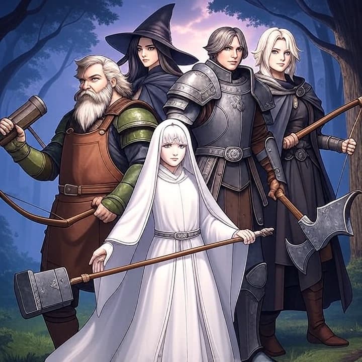Daphne Sorceress, Börj Dwarf, Neph Healer, Stark Warrior, Læya Archer thumbnail
