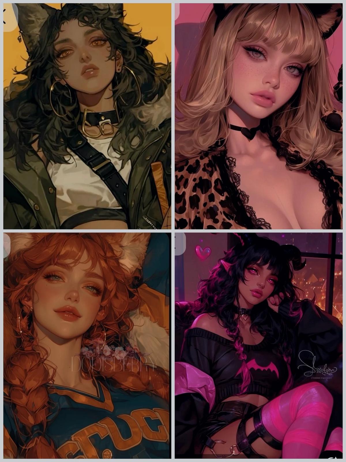 Leia🖤, Eliza🩷, Selene🧡, and Aria💜 thumbnail