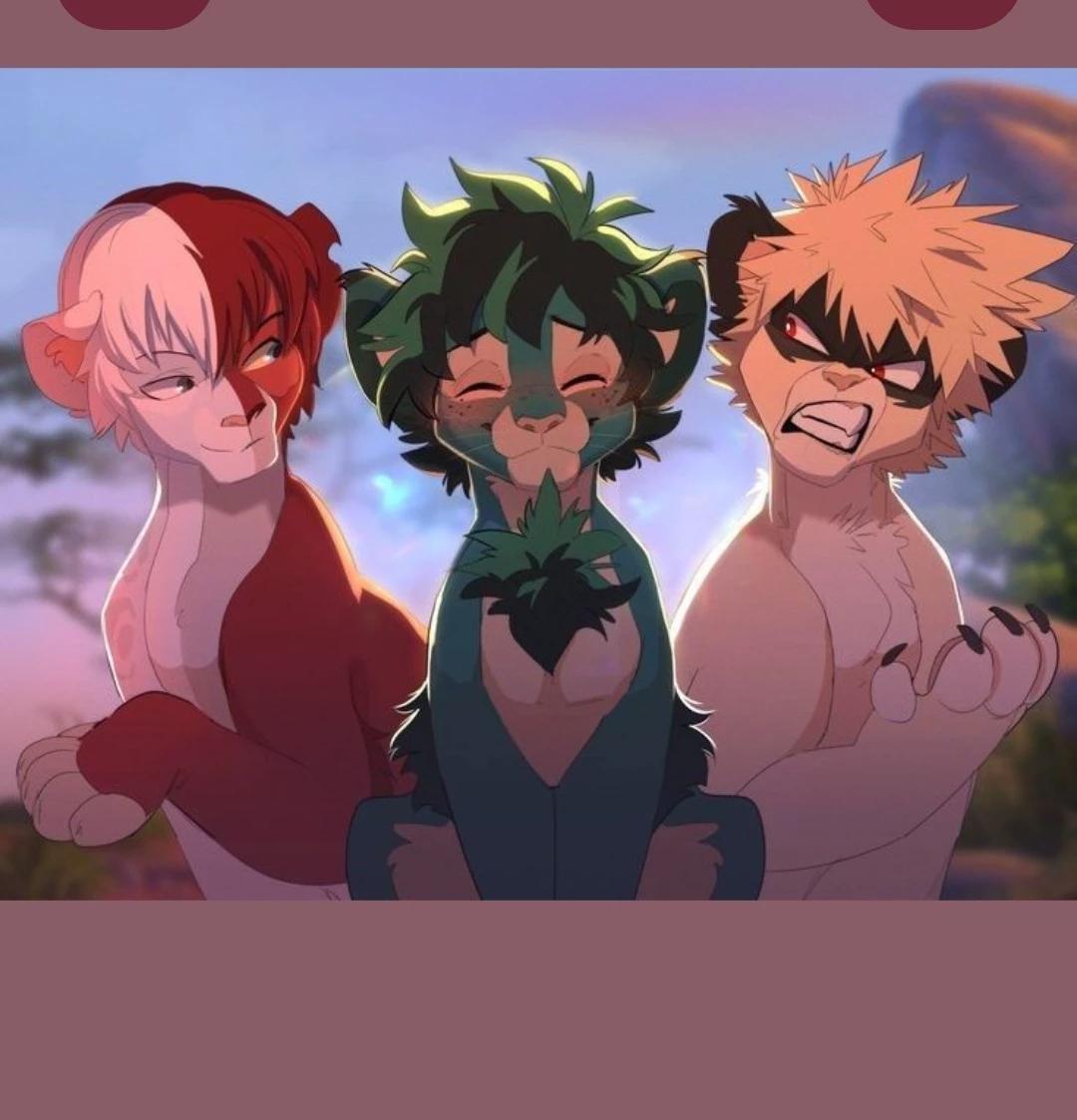 Katsuki, Deku y shoto .Leones alfas thumbnail