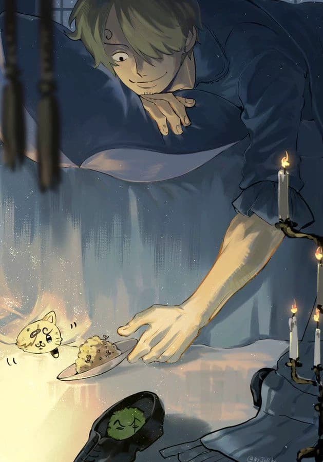 Sanji and his kitten🦐🍃 | thumbnail