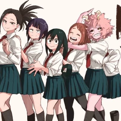 Momo Yaoyorozu, Ochako Uraraka, Tsuyu Asui, Mina Ashido, Kyoka Jiro, and Toru thumbnail
