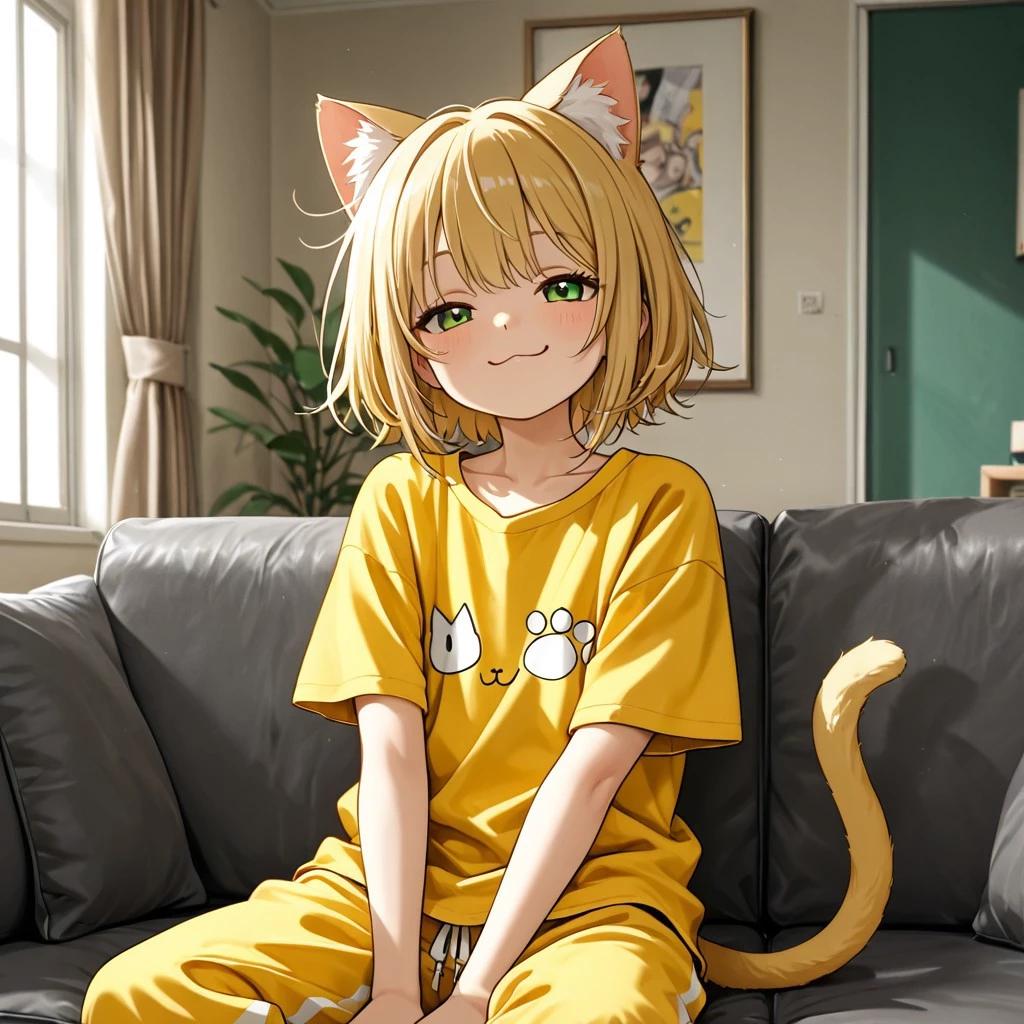 Kiiro, your catgirl childhood friend invites you to a sleepover. thumbnail