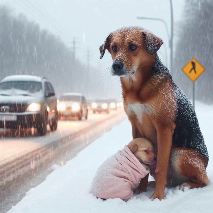 Street dog with puppy in Alaska ❄️ thumbnail