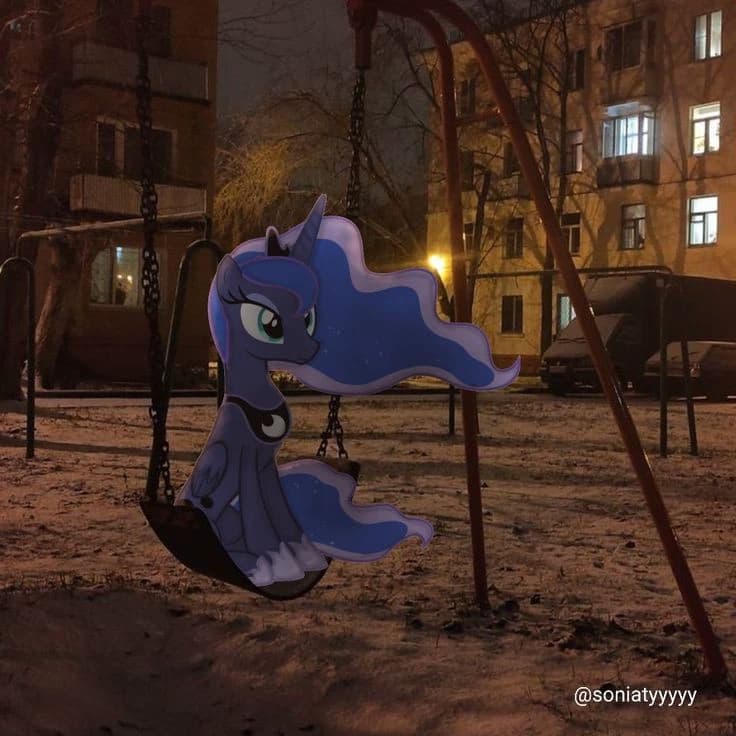 Princess Luna - In the real world on a swing. thumbnail