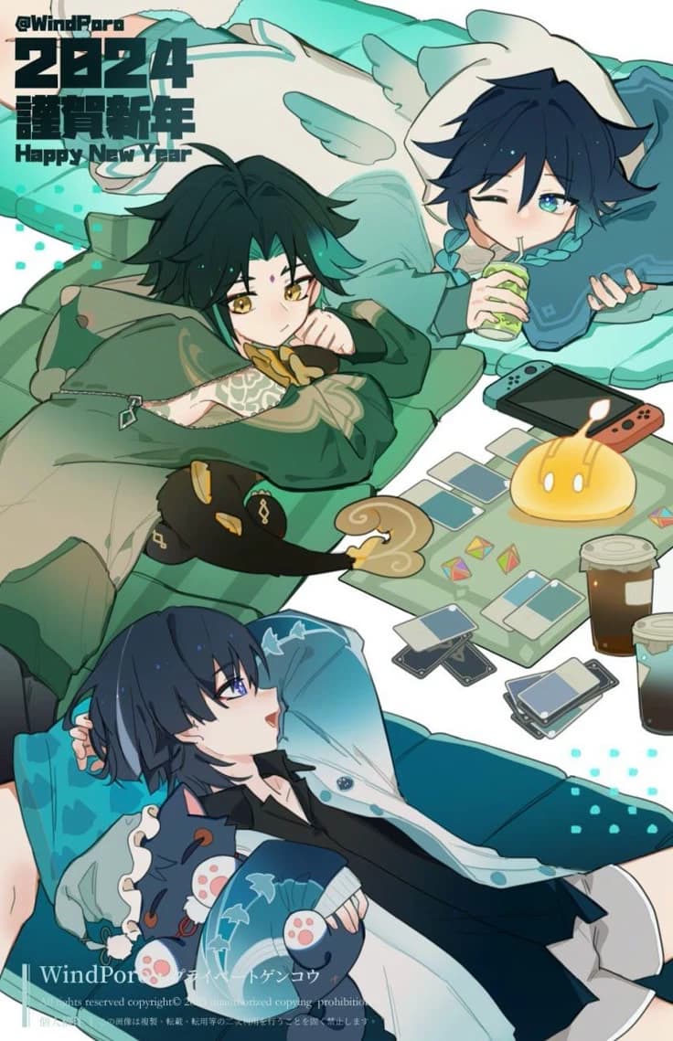 Your three roommates (Scara, Venti and Xiao)  thumbnail