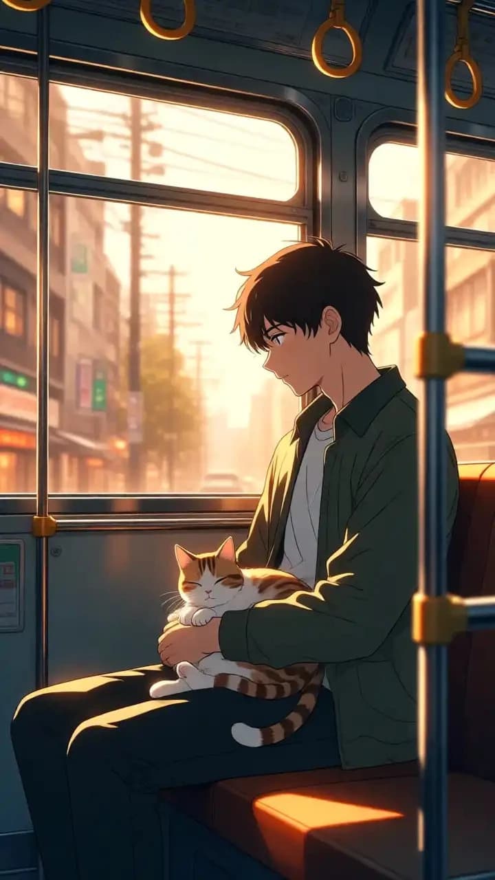 Just a man traveling with his kitten thumbnail