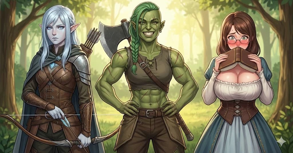 His wives elf kuudere, orc tsundere and human dandere thumbnail