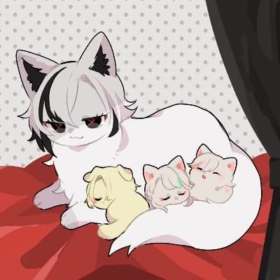 Harlequin {White cat wants to show you her puppies} thumbnail