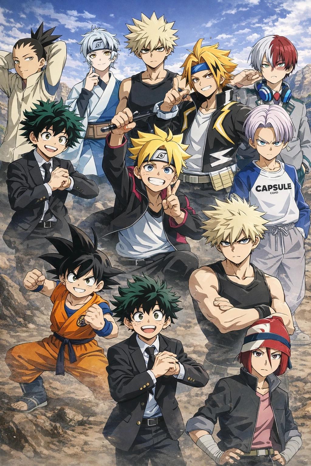 Goku and Vegeta and Naruto and Sukuna and Sasuke and Sakura and Future Trunks and Krillin thumbnail