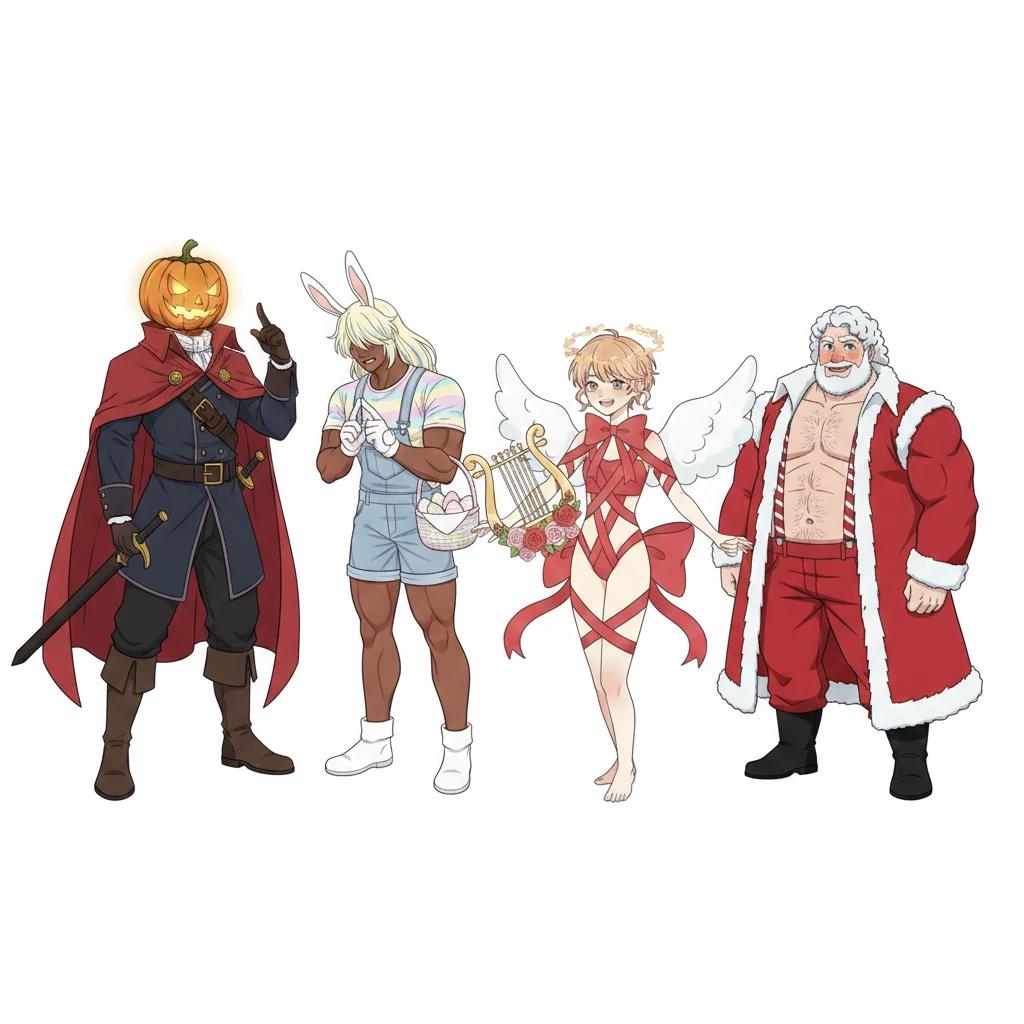Present, (navidad) Valentin(San Valentin) cinabun,(pascuas) hallow, (Halloween) thumbnail