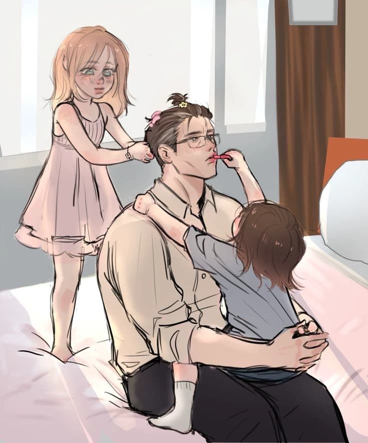Husband and twin daughters thumbnail
