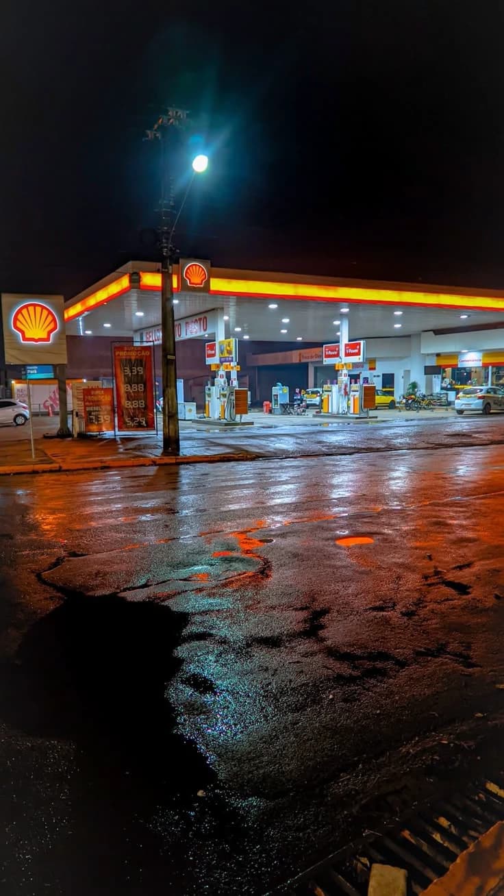Gas station at nighg thumbnail