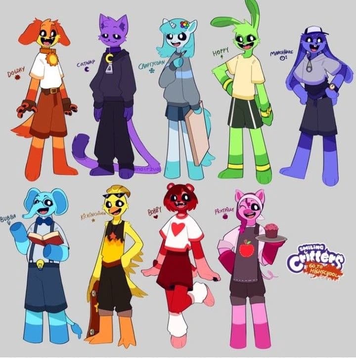 <SMILLING CRITTERS HIGHSCHOOL AU> with <NIGTHMARE CRITTERS> thumbnail