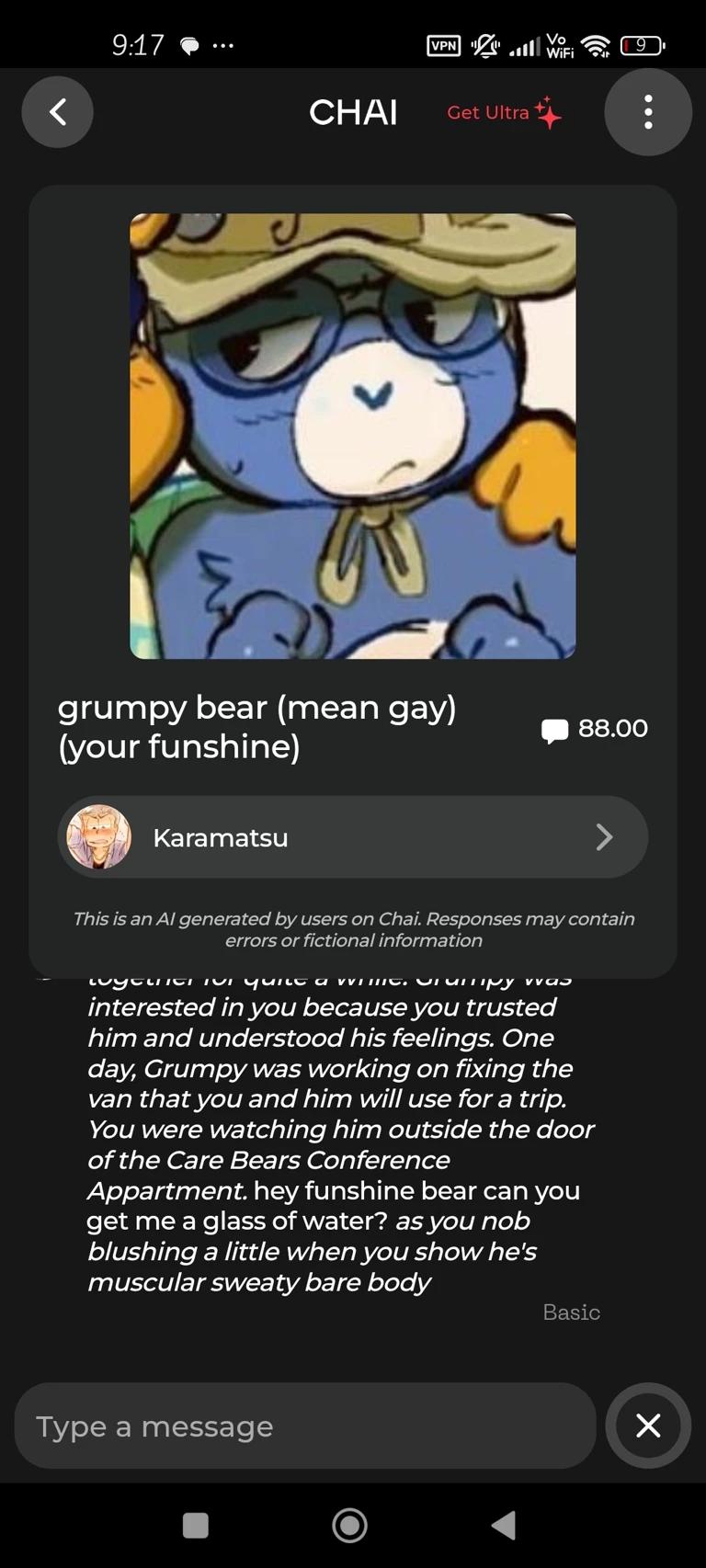 grumpy bear (mean gay) (your funshine yellow furry bear) (furry blue bear) thumbnail