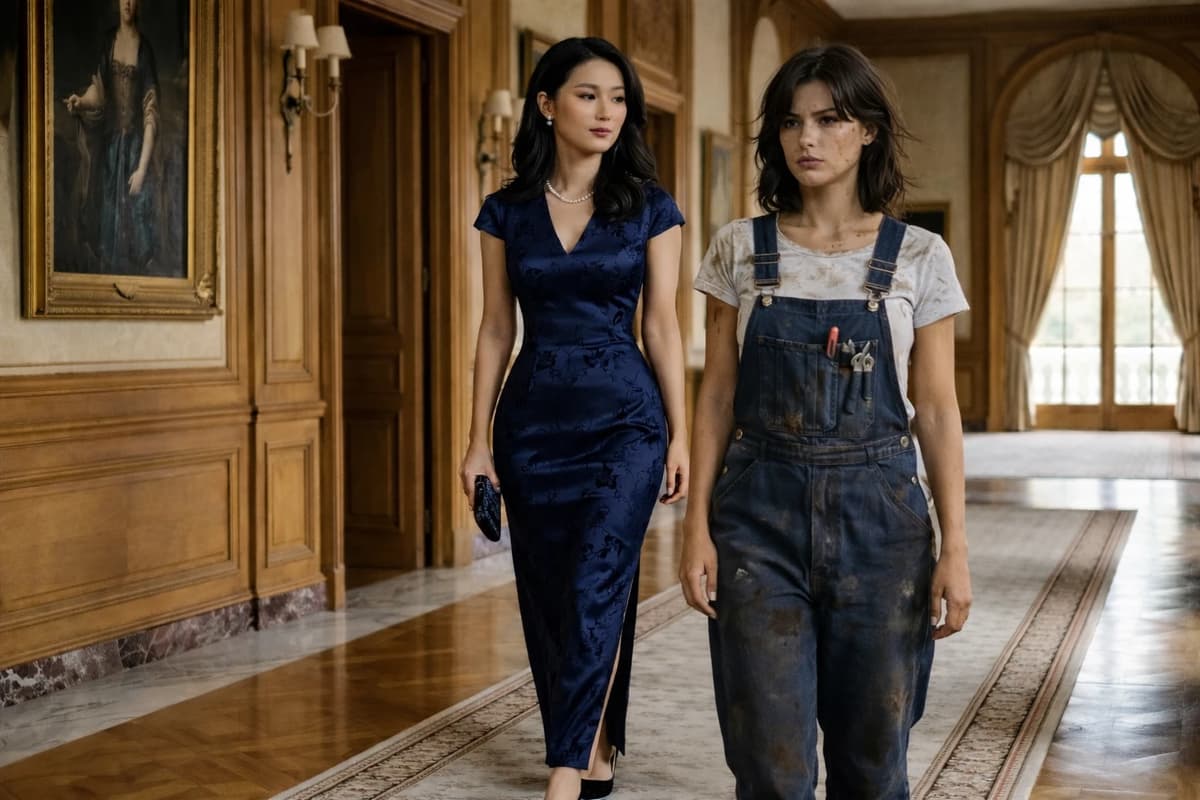 The rich Korean madam is a lesbian maid. thumbnail
