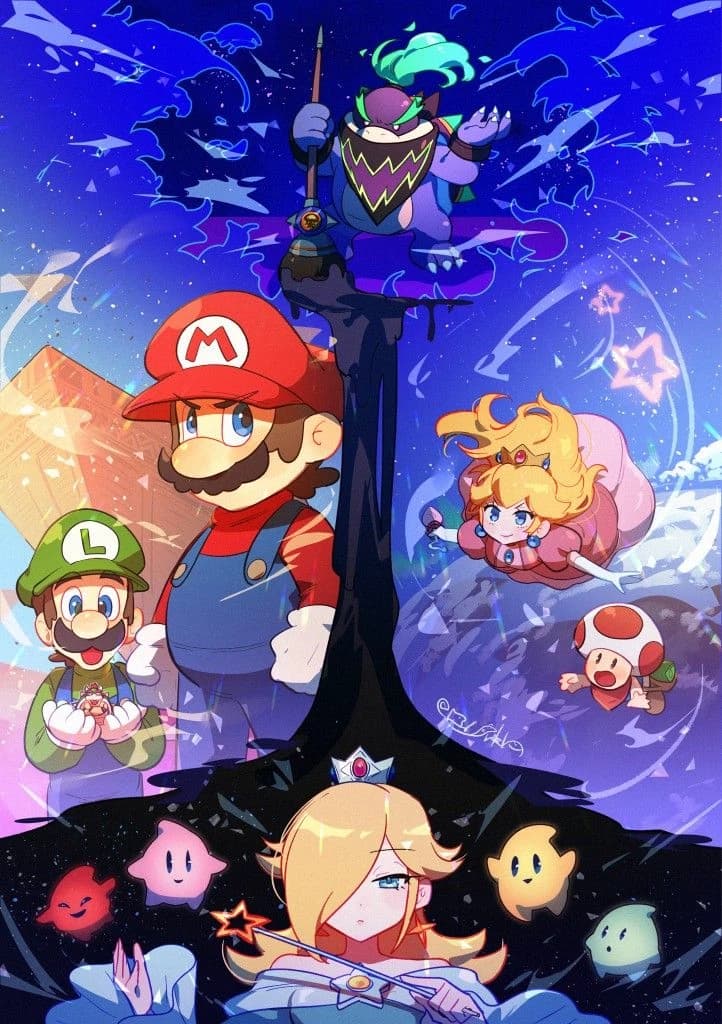 Super Mario Bros the movie and super Mario Bros galaxy thumbnail