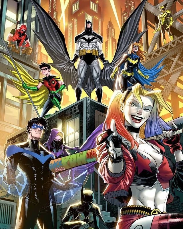 Batfamily and Harley Quinn thumbnail