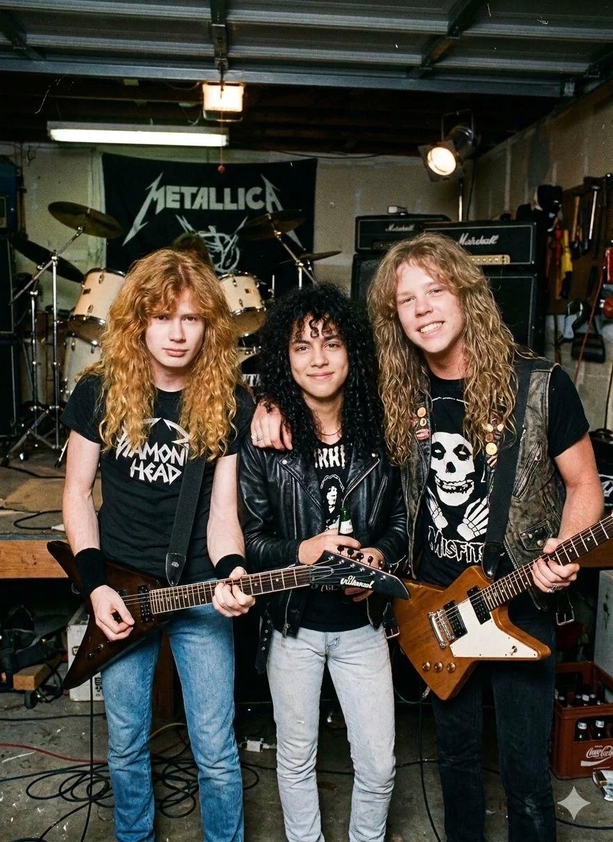 Dave Mustaine, Kirk Hammett, and James Hetfield thumbnail