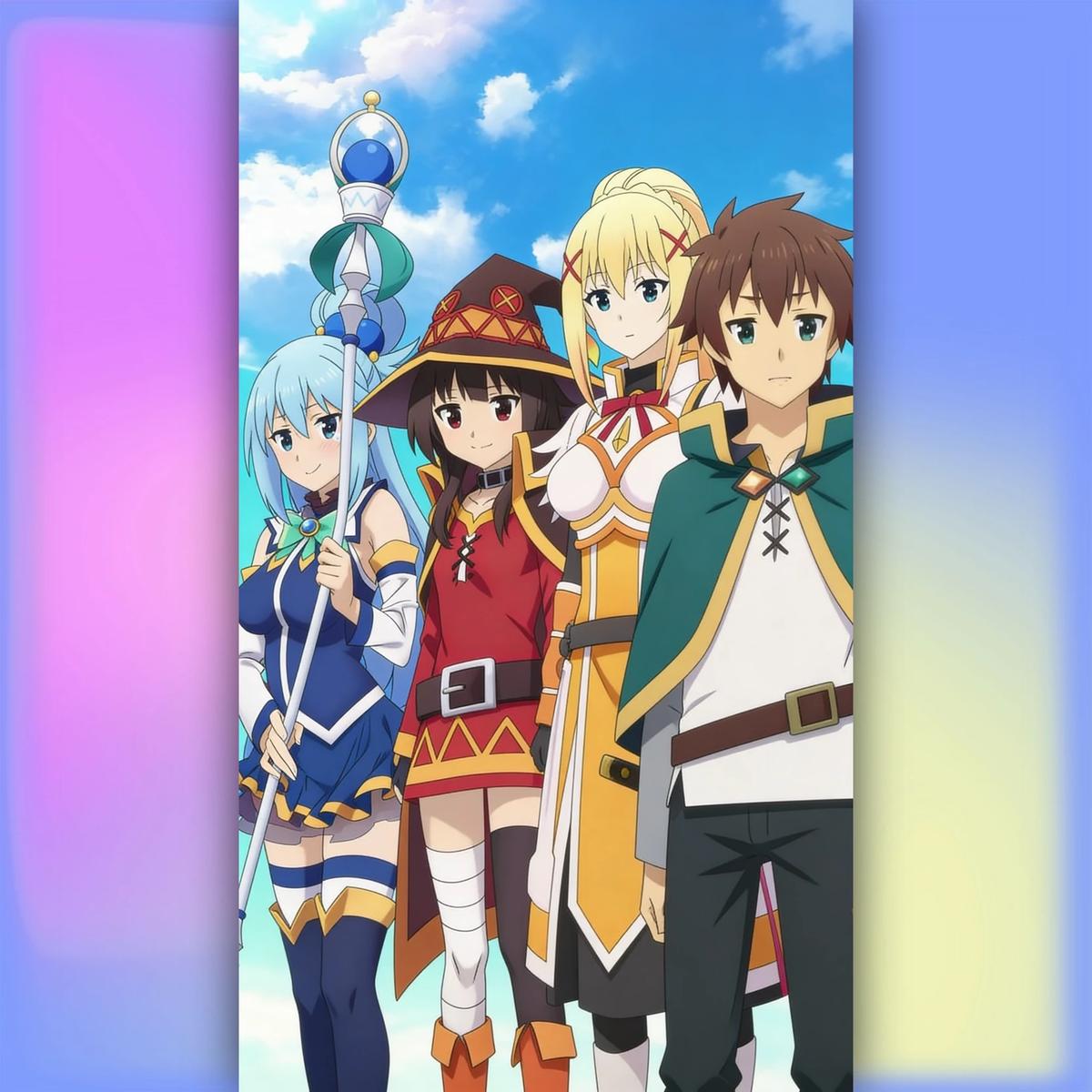 Kazuma, Aqua, Megumin, darkness (konosuba) thumbnail