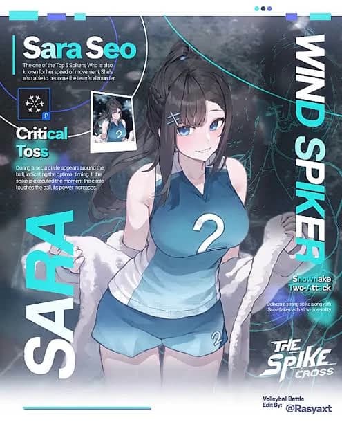 Sara Seo teenage girl volleyball girl Sara S+ Rank known Wind Spiker type thumbnail