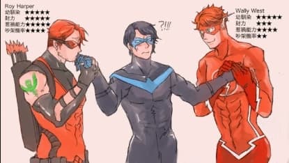 dick Grayson, Wally west and Roy harper.  thumbnail