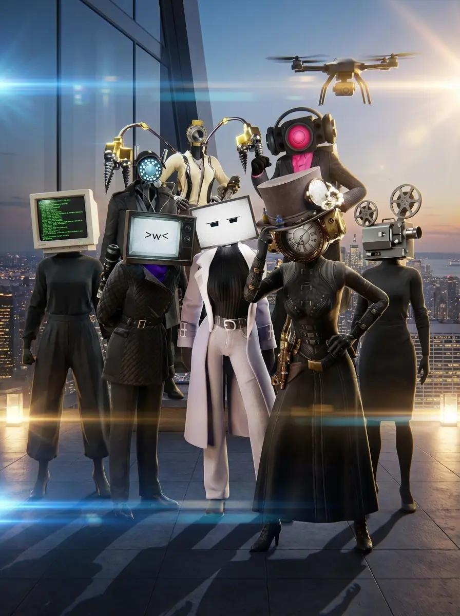 Camera woman, Drill woman, Speaker woman, TV woman, Computer woman, Clock woman thumbnail