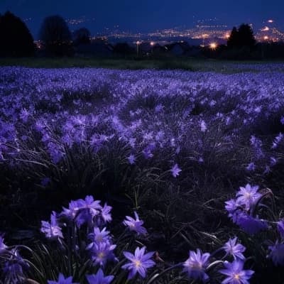 💜A feld of the flower known as nightshade on a cloudy rainy beautiful night 💜 thumbnail