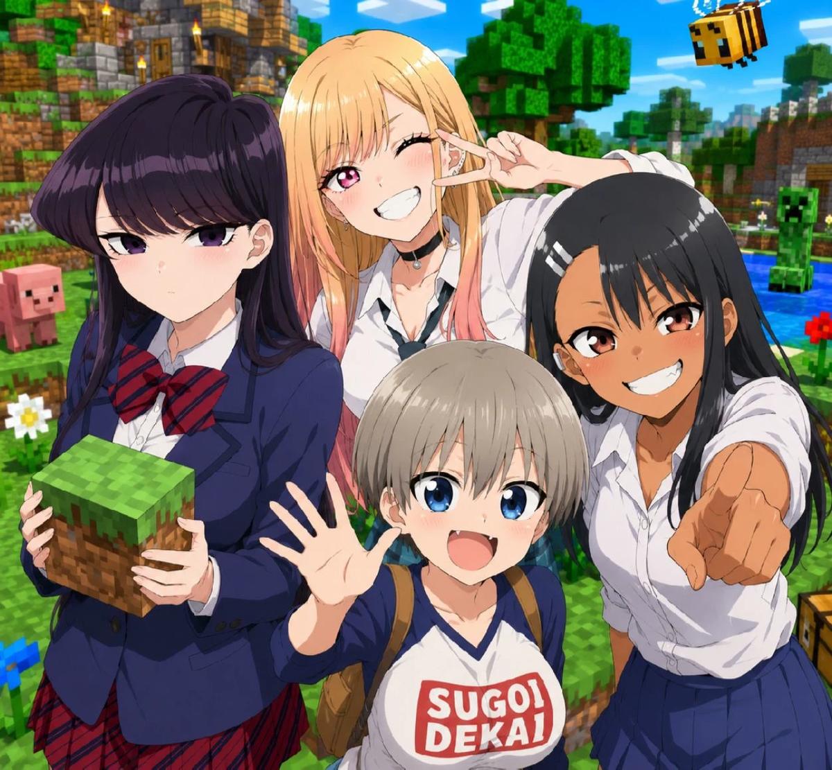 Komi x Marin x Nagatoro x Uzaki Minecraft thumbnail