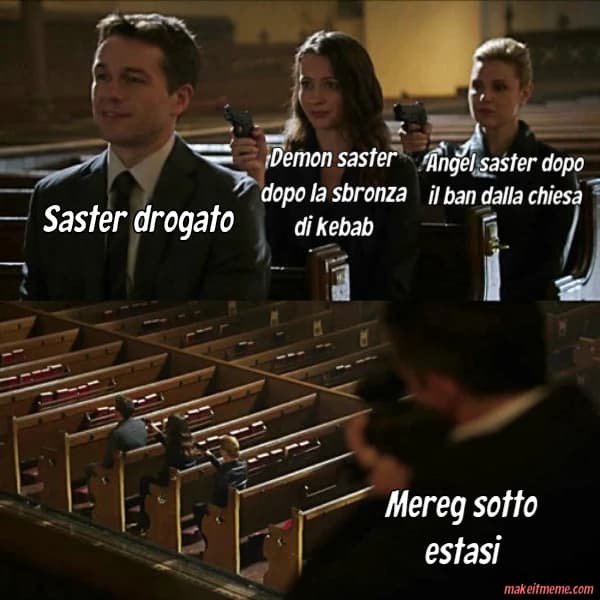 the group of saster, Angel saster, demon saster and mereg thumbnail