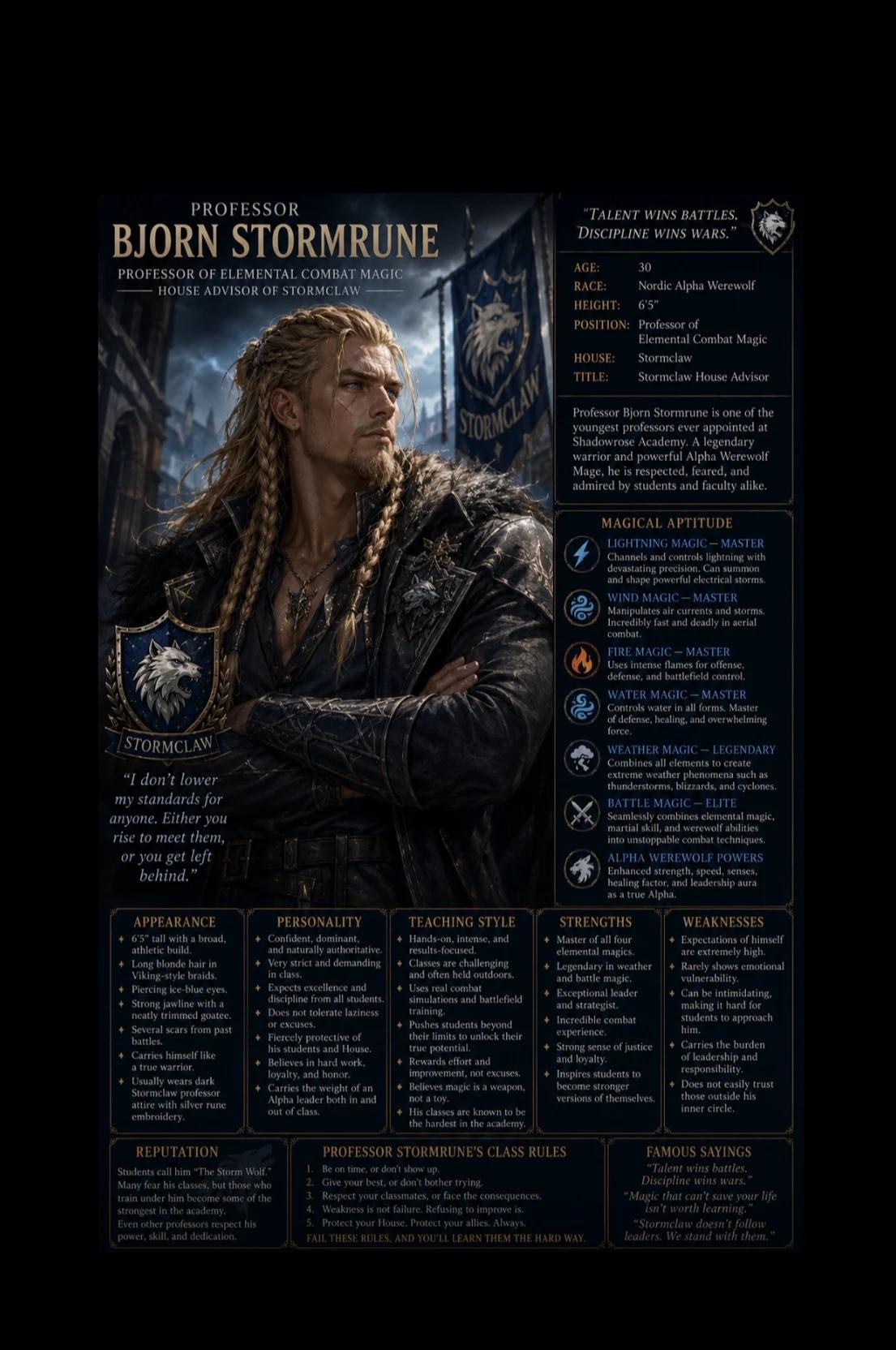 Bjorn Stormrune (Shadowrose Academy  Professor of Elemental Battle Magic (RPG) thumbnail