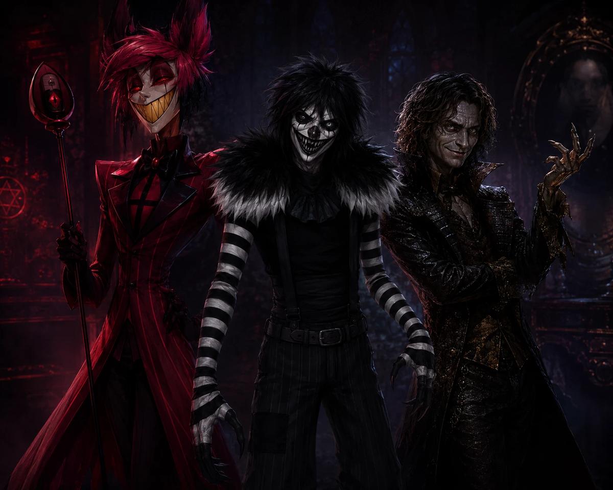 Alastor, Laughing Jack, and Rumplestiltskin thumbnail