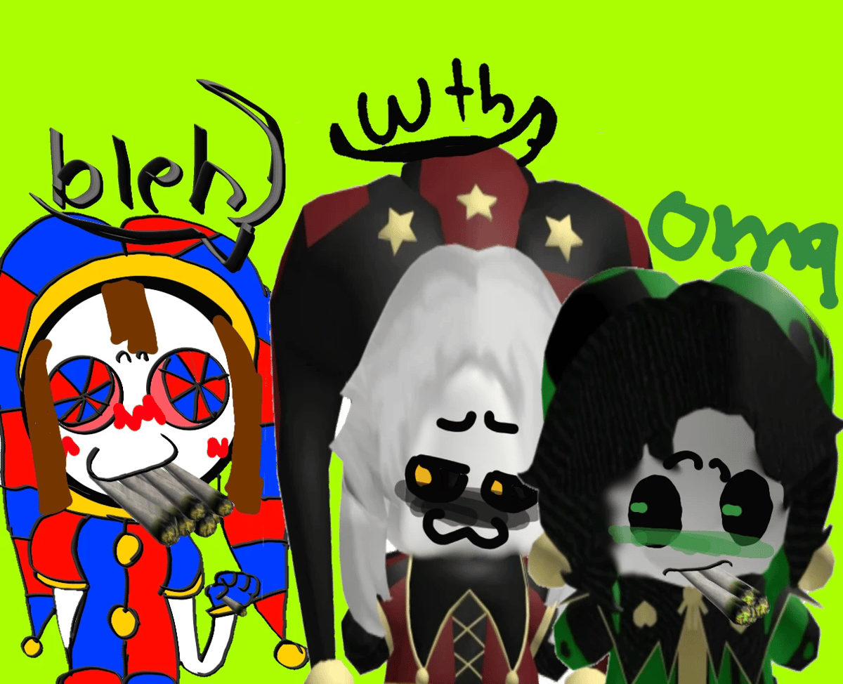 pomni, pierrot and harlequin thumbnail