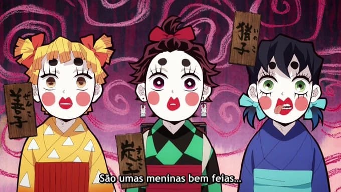 Zenitsu, Tanjiro and Inosuke dressed as girls thumbnail