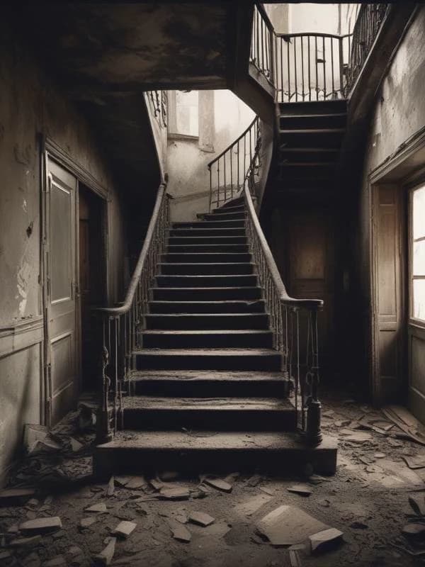 stairs inside abandoned house thumbnail