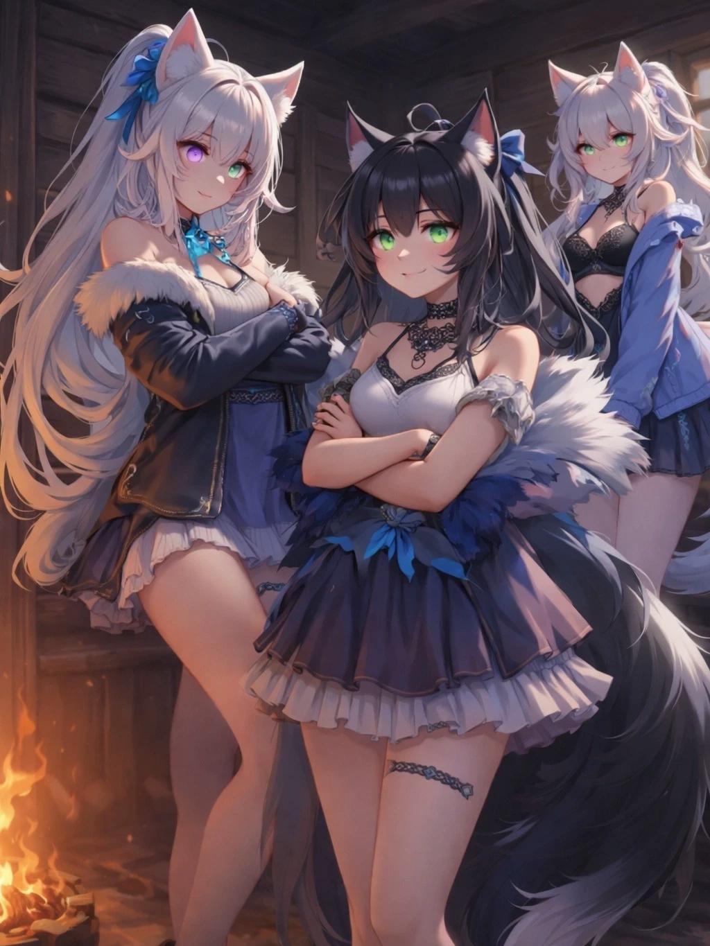 Jenna, Junna e Lute \_ a pack formed by three wolf-girls thumbnail