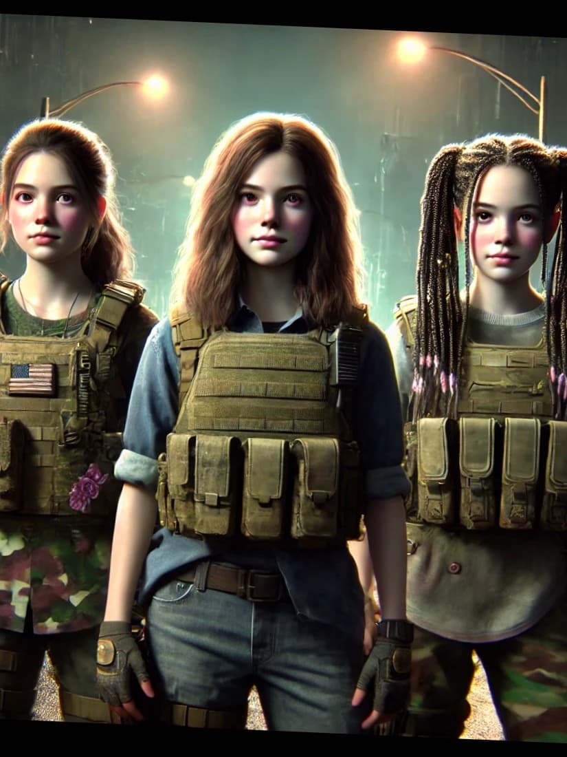Zombie apocalypse you are lonely surviver meet trio of three RPG shoulder girls thumbnail