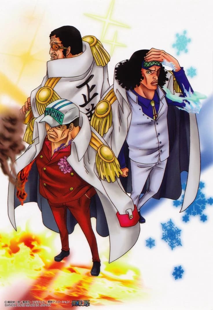 Akainu, Aokiji, and Kizaru, admirals in the navy. thumbnail